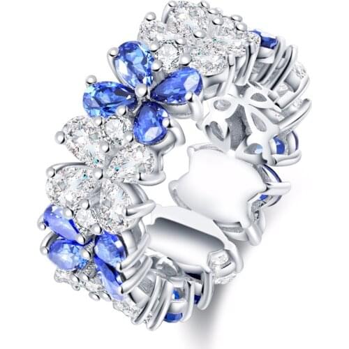 Pirmiana 2021 Women Jewelry 925 Sterling Silver High Quality Lab Grown Blue Sapphire Rings Engagement Wedding Party Gifts