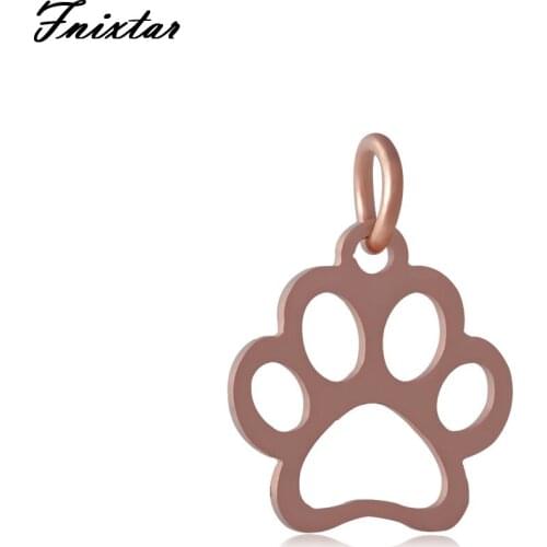 Fnixtar Rose Gold Color Stainless Steel Animal Charms Pendant For Women Bracelet Jewelry Making Mini Mascot Charms 10pcs/lot