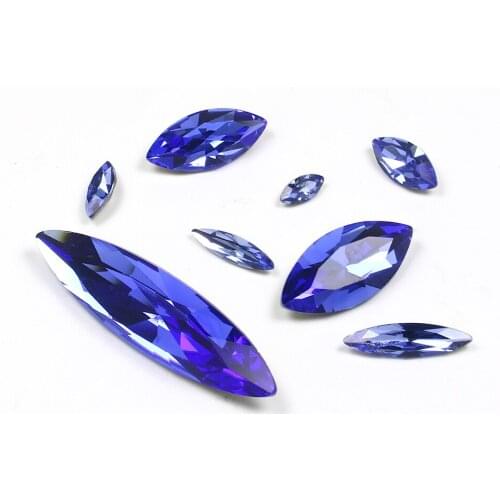 Popular Diamonte Several Size Pointed Back K9 Glass Crystal Rhinestone Sapphire Loose Gemstone Rhinestone For DIY Jewelry Making