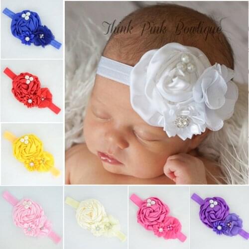 1 Pieces Lytwtws Baby Girl Headband Infant Hair Flower Cloth Newborn Headwrap Gift Toddlers Ribbon Crystal Pearl Headwear
