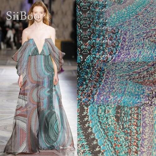 Multi color ink striped print 100% natural silk chiffon fabric for beach dress pure silk tissu tecidos stoffen fabrc 6mm SP5148