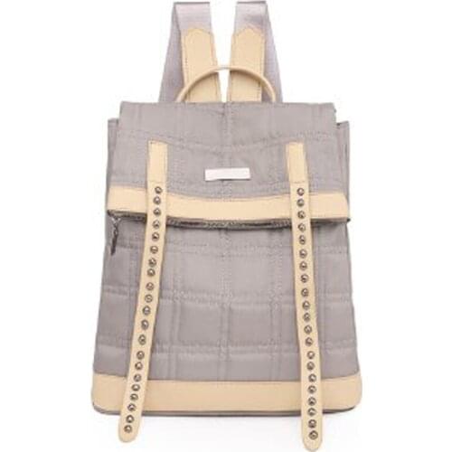 2021 Womens New Fashion Backpack High Quality Nylon Cloth Student School Bag Retro Grey Travel Backpack