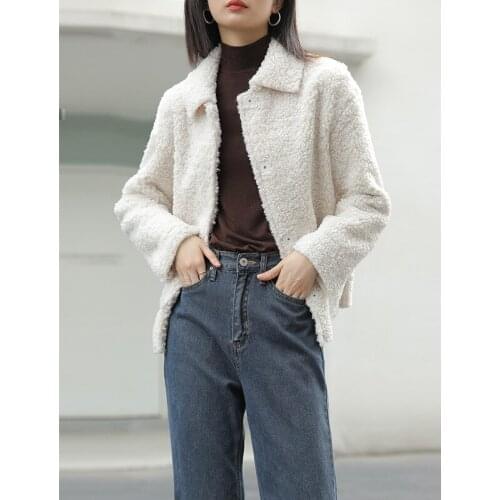 Winter Women High Quality Faux lambswool Fur OverCoats Luxury Short casual Thick Warm Plus Size Female 2019 white