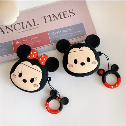 Disney Mickey Mouse Minnie Mouse Cute Cartoon Silicone Anti-drop Bluetooth Headset Protective Case Suitable for AirPods 1/2