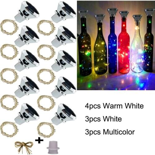 Solar Cork Lights, 10Pack 2M 20 LEDs Solar Wine Bottle Lights Copper Wire Wine Bottle Cork Light for Holiday Party Wedding light