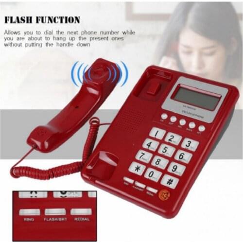 Telephone caller ID home office free battery red Telephone Home Hotel Wired Corded Telephone Desktop Phone Office Landline Fixed