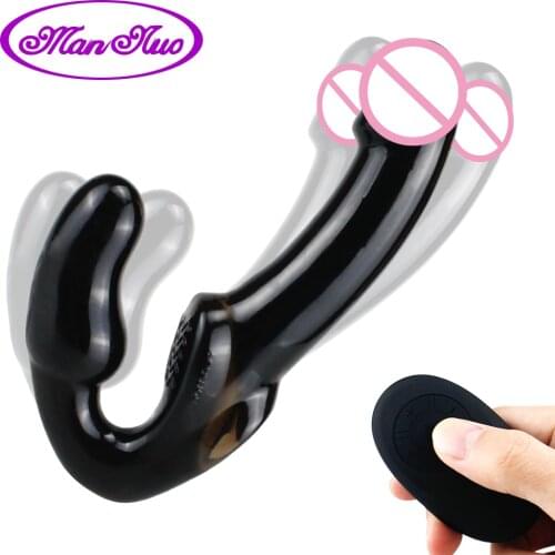 Vibrating Strapless Strap on Dildo Vibrator Butt Plug Male Prostate Massager Dildo Vibrators Sex Toys For Women Lesbian Gay Toy