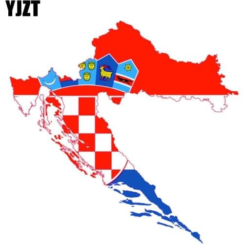 YJZT 14.2CM*13.8CM Creative Croatia Car Sticker Map Decal Flag Accessories 6-0838