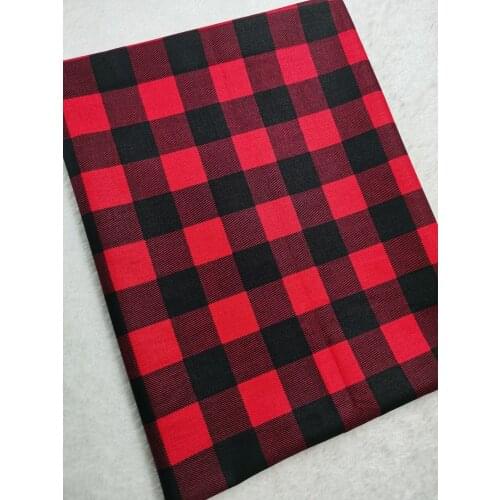 100% Cotton viaPhil Brand Red Black Square Checks Checker Classic Pattern Printed Cotton Fabric Patchwork Cloth Dress Home Decor