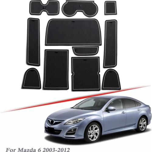 11pcs Car Styling For Mazda 6 2003-2012 Latex Gate slot pad Interior Door Groove Mat Non-slip dust Mat Auto Interior Accessories