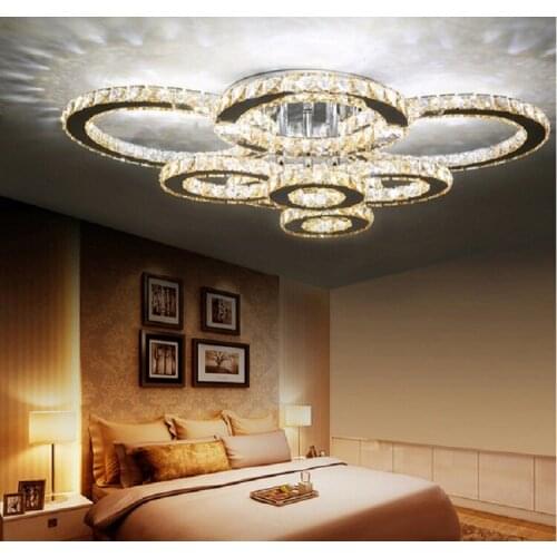 2/4/6/8 rings transparent / amber crystal LED ceiling lights Living room bedroom dining room ceiling lamp Lighting fixture