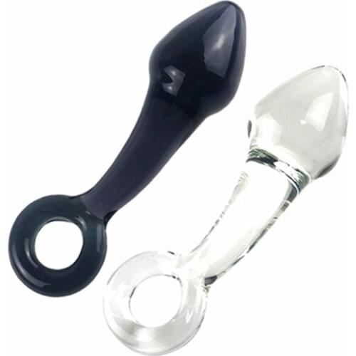 2 Colors Glass Crystal Pull Ring Long Anal Plug G Spot Expander Anal Masturbation Smooth Stick Dildo Erotic Adults Products