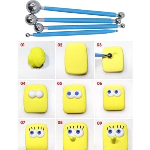 4pcs/set 8 Heads DIY Stainless Steel Polymer Modeling Clay Carving Sculpture Tools Cake Decorating Baking Craft Tools