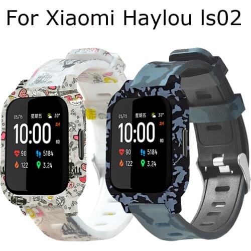 Accessories for Xiaomi Haylou LS02 Strap Camouflage Silicone Watch Band Bracelet for Haylou LS02 Case Cover Bumper Protector
