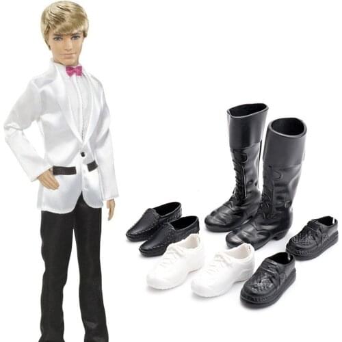 Besegad 4 Pairs Mini Sneakers Cusp Shoes Knee High Boots Accessories for Barbie Boyfriend Ken Men Dolls Toys Children Girls Gift