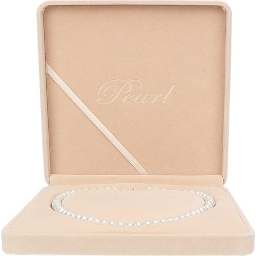 Beige velvet Heart Shaped femal Pearl necklace storage box for ring earring pendent display gift lover packaging storage cases