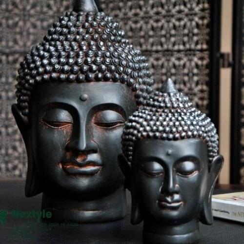 Large Thailand Southeast Style Do The Old Resin Buddha Head Statues Home Furnishings Resin Crafts Fengshui Sculpture Home Decor