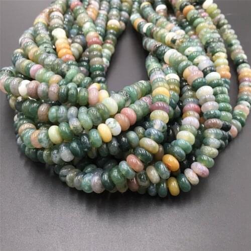Natural green Indian agates Rondelle stone beads charm loose Disc stone spacer beads for DIY jewelry making necklace wholesale