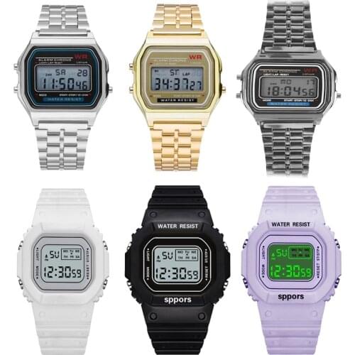 F91W Steel Strap Watch Vintage LED Digital Sports Military Watches Electronic Wrist Band Clock Ladies Valentines Day Gift