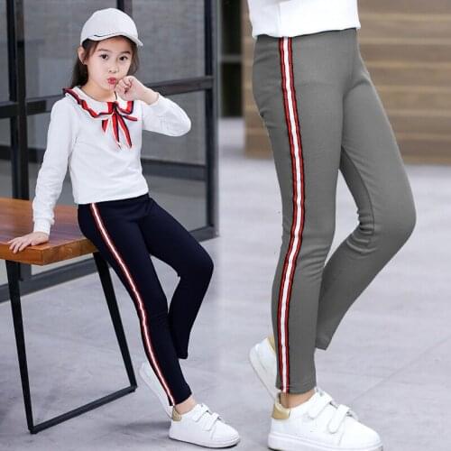 Kids Girls Leggings 2019 Spring autumn Girls pants Side Striped Elasticity childrens Skinny sport leggings girls boys trousers
