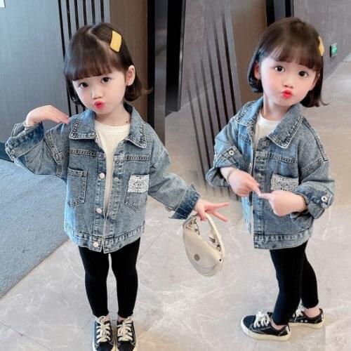 Girls Babys Coat Jacket Outwear 2021 Lace Jean Winter Autumn Overcoat Top Zipper Cardigan Childrens Clothing