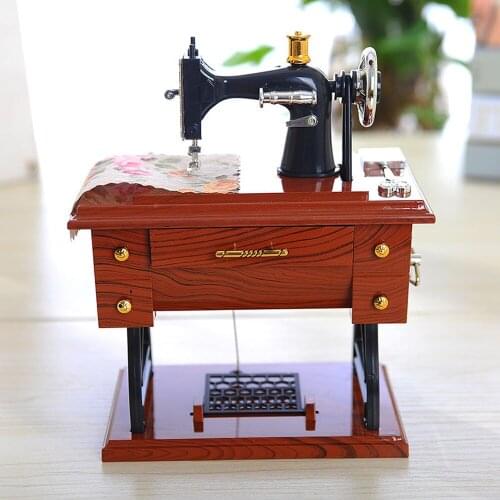 Figurunes Music Box Vintage Mini Sewing Machine Style Mechanical Table Room Decoration Crafts Home Decor Birthday Gift 19NOV28