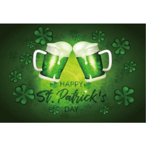 Happy Saint Patricks Day Festival Backdrop Green Beer Photography Background Celebration Photo Booth Studio Decor
