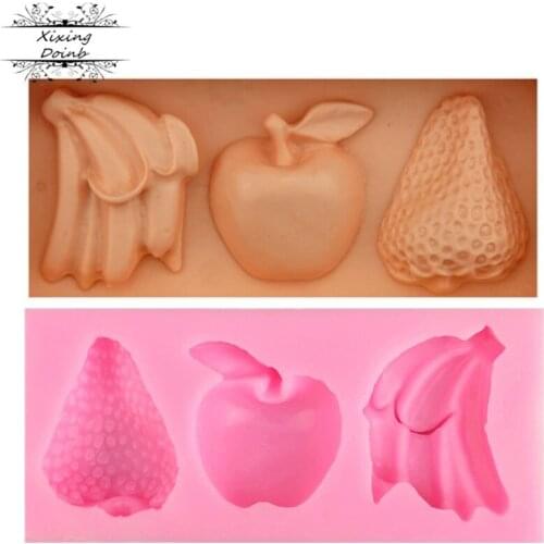DIY fruit banana apple strawberry shape silica gel mold chocolate fudge cake decoration Tool kitchen baking mold