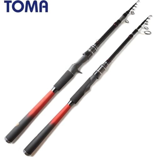 TOMA Carbon Spinning Rod Fishing Baitcasting 2.1m - 3.6m Lure Weight 18-35g Action Fast Saltwater Telescopic Fishing Rod Travel