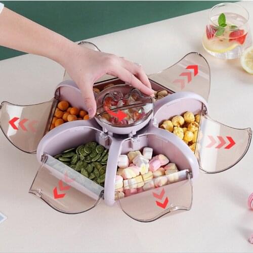 ABZS Lotus Fruit Box Large-Capacity Living Room Fruit Tray Transparent Press Type Snack Compartment Storage Box