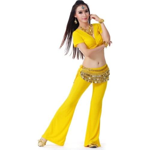Quality Modal Belly Dance Costume 3-Piece Set Dancer Practice Stage Show Clothes top pants and belt costume