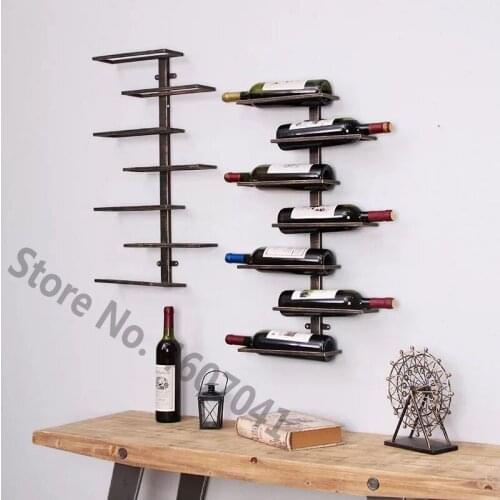 Creative American Style iron wine rack wall hanging wall wine cabinet bar Metal wine beer bottle holder Home Bar Decoration