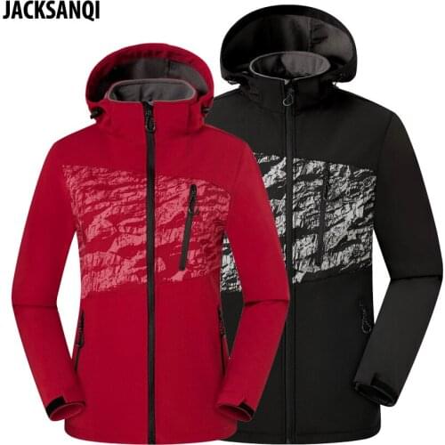 JACKSANQI Men Womens Hiking Softshell Jacket Fleece Outdoor Sport Windbreaker Camping Trekking Climbing Male Female Coats RA368