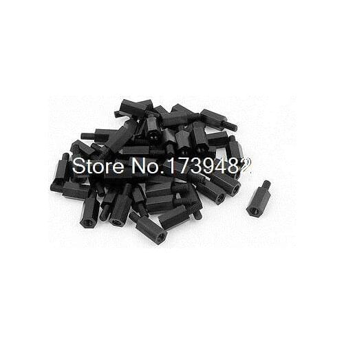 M3 10+6mm Male Female Thread Nylon Hex Standoff Spacer Screws PCB Pillar 50pcs