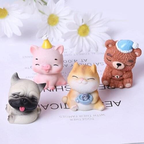 ZOCDOU 1 Piece Cute Cartoon Animals Small Statue Little Figurine Crafts Figure Ornament Miniatures
