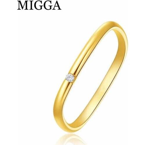 MIGGA 2021 Trend Mini Cubic Zircon Paved Square Ring for Women Gold Color Party Gift Jewelry