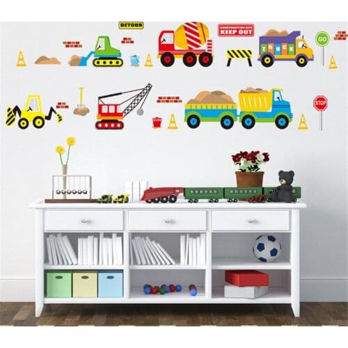 Cartoon Vehicle Traffic Car Wall Stickers for Kids Room Living Room Bedroom Kindergarten Nursery Home Decoration