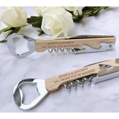 Wine Beer Bottle Opener Multifunctional Creative Stainless Steel Wine With Wood Chip Handle Hippocampus Shrimp Head Knife