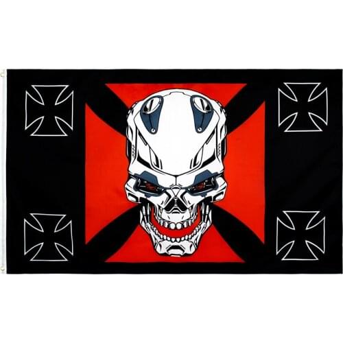 90x150cm Machine Skull bone flag
