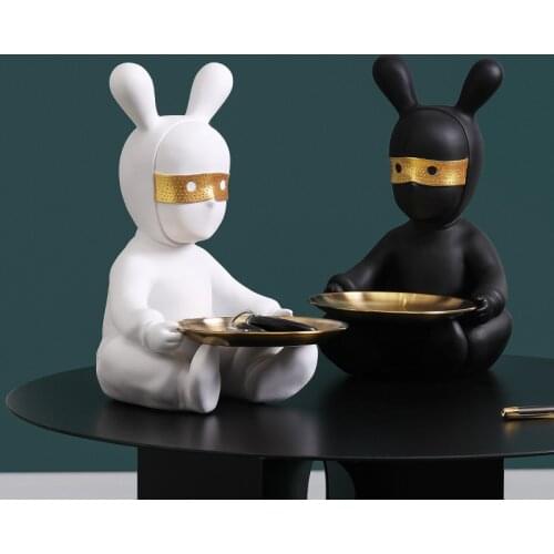 Masked rabbit entrance hallway living room key cosmetics jewelry storage decoration tray fruit tray for girls birthday gifts