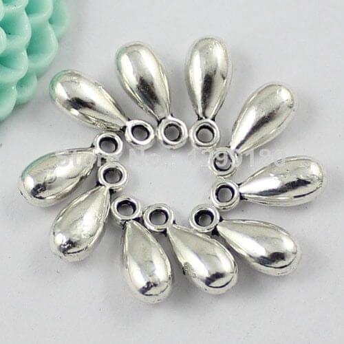 50pcs/lot Metal Zinc Alloy Silver Tone Teardrop Charm Pendant For Necklace DIY Jewelry Making Accessories 12x5mm (K01894)