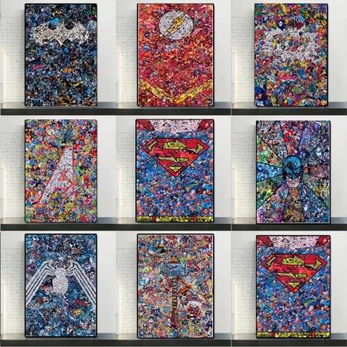 Superhero Poster Marvel Avengers Anime Graffiti Canvas Painting Spiderman Iron Man Home Living Room Decoration Childrens Gifts