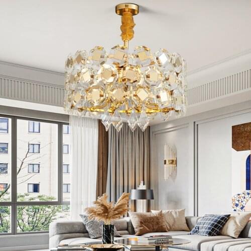 Postmodern light luxury chandelier living room dining room bedroom study designer villa duplex building crystal lamp