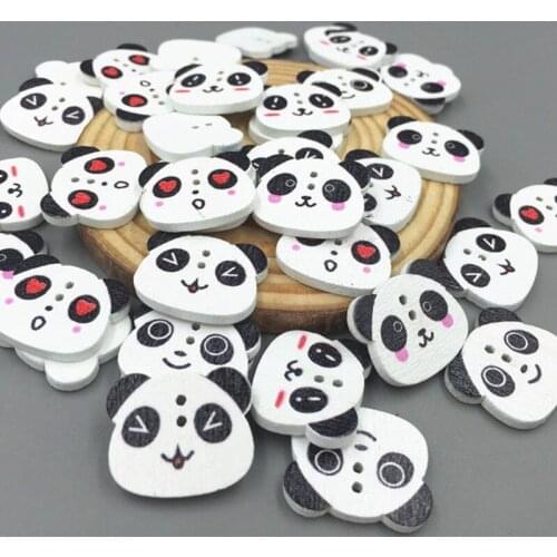 DIY 100pcs Facial expression Mixed panda Sewing Buttons Wooden scrapbooking crafts 22mm