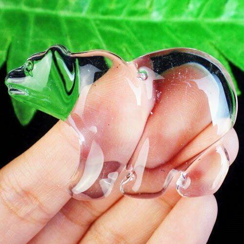 Carved White Crystal Polar Bear Pendant Bead 52x35x8mm