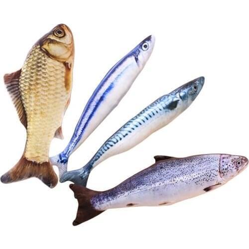 Fish Soft Plush 3D Fish Shape Cat Toy Interactive Gifts Fish Catnip Toys Stuffed Pillow Doll Simulation Fish Playing Toy For Pet
