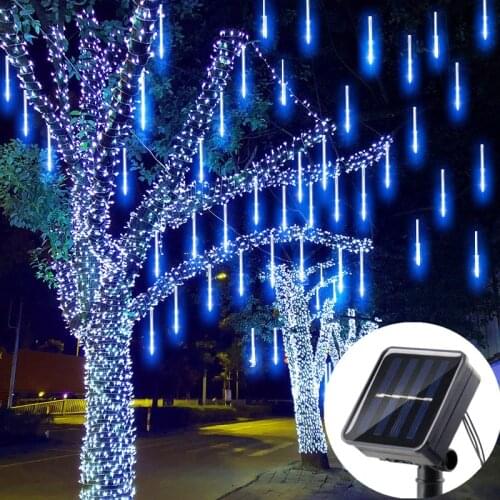 8 Tubes 30cm 50cm Solar Outdoor Light Meteor Shower Rain LED String Lights for Garden Decoration Waterproof Christmas Tree Decor