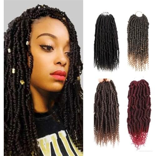 Spring Crochet Twist Braids Bomb Twist Crochet Hair 14 Inch Pre-looped Mini Passion Twist Synthetic Braiding Hair wigs 24 Roots