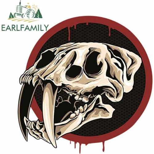 EARLFAMILY 13cm x 12.7cm for Sharp-horned Skull Sign Cartoon Car Stickers Sunscreen Vinyl JDM Waterproof Anime Car Accessories