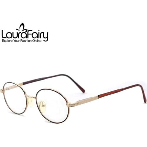 Laura Fairy Vintage Round Women Men Glasses Frame Gold Color Myopia Optical Frames Stainless Steel Spring Arm Eyeglasses SA303